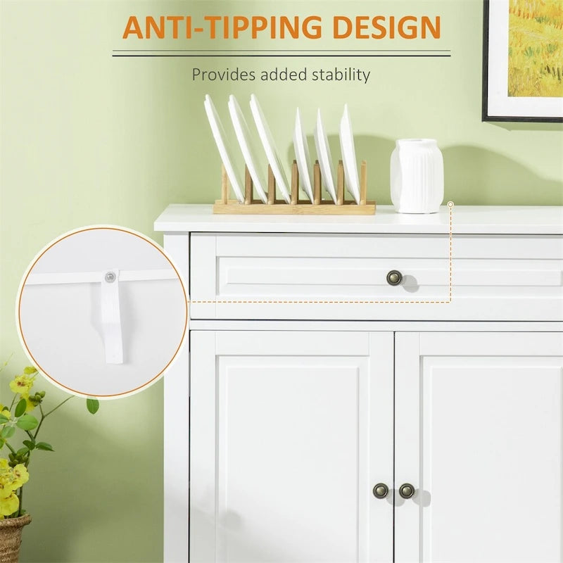 Credenza moderna da cucina con 2 cassetti e ripiani regolabili