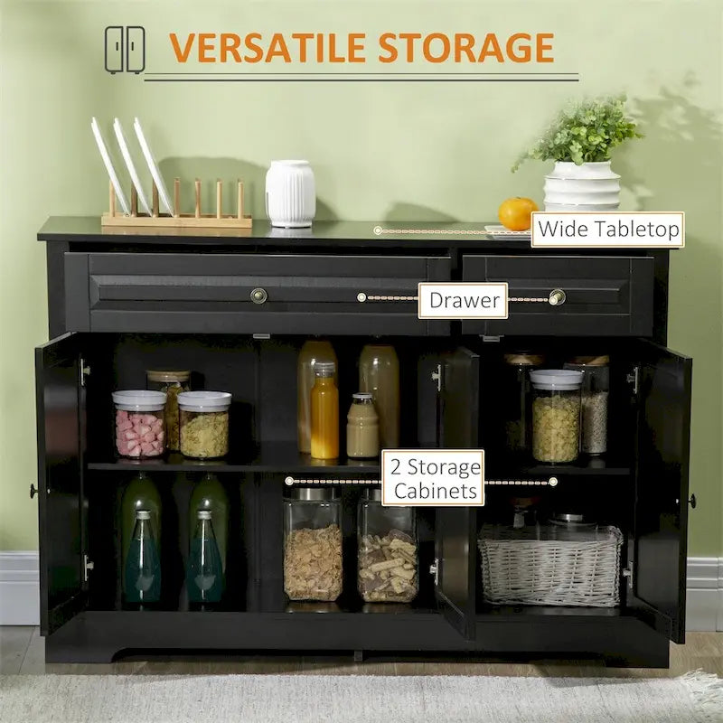 Credenza moderna da cucina con 2 cassetti e ripiani regolabili
