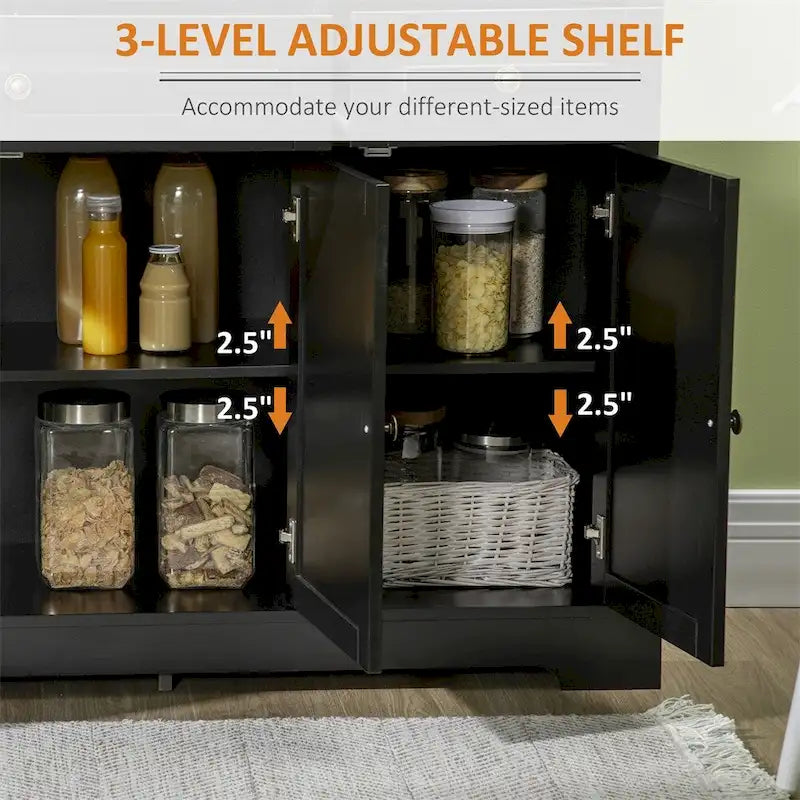 Credenza moderna da cucina con 2 cassetti e ripiani regolabili
