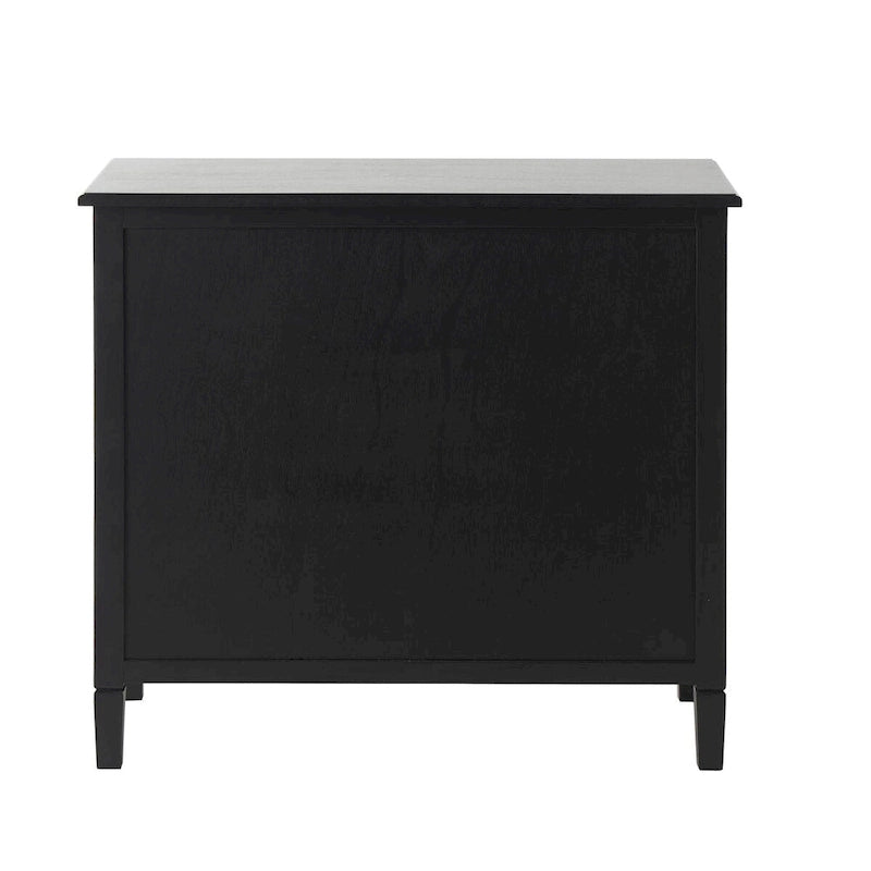 Armadio in legno con 2 cassetti e 2 ante con frontale in rattan - Nero