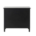 Armadio in legno con 2 cassetti e 2 ante con frontale in rattan - Nero